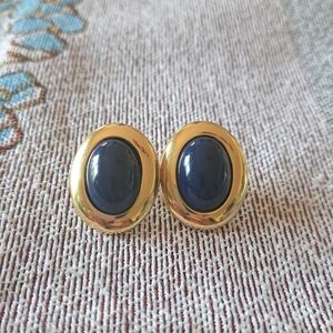 Vintage Napier Blue and Gold Stud Earrings